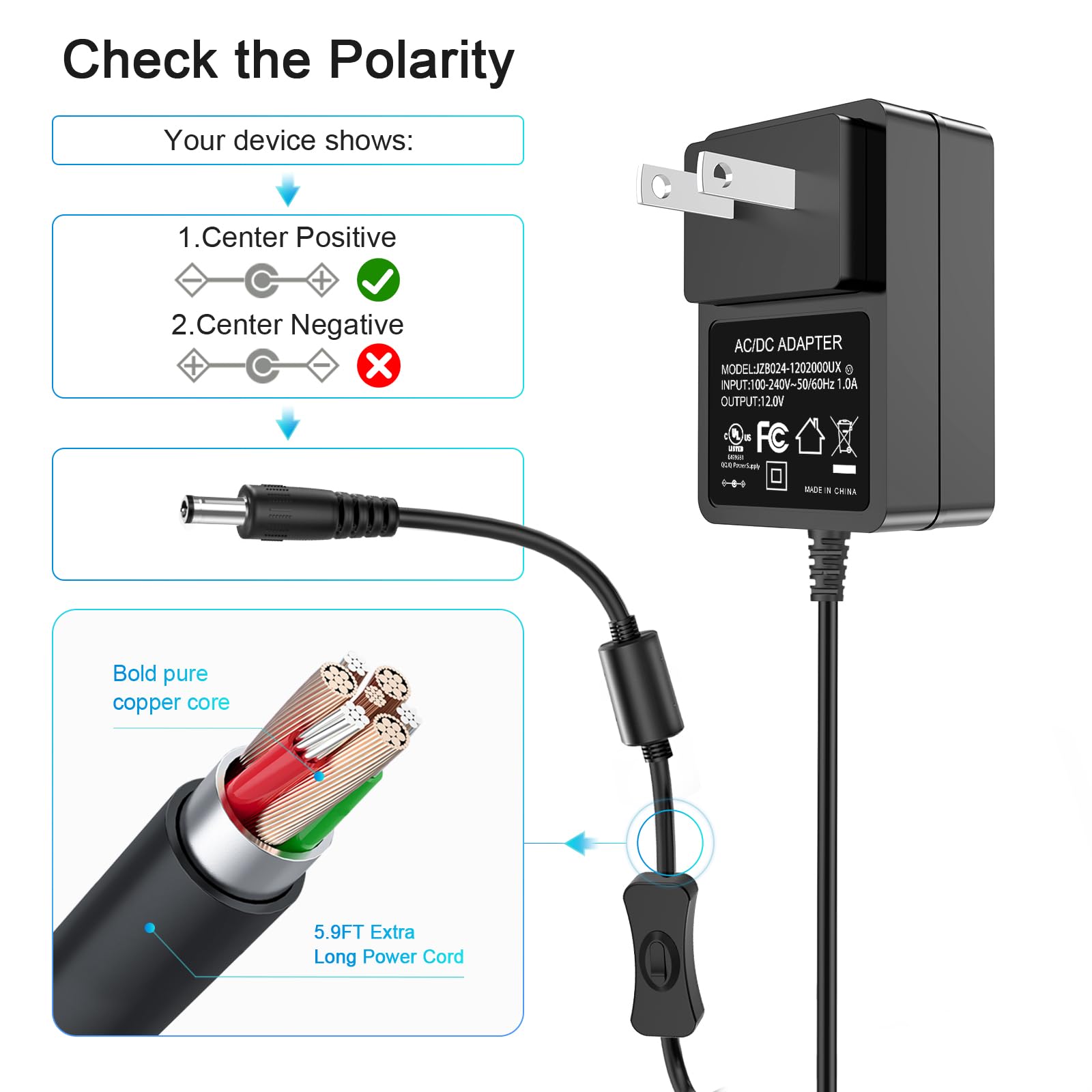 MyVolts - Alimentation 12V Pour Clavier Yamaha NP-30 - Adaptateur Secteur Français - Protection Surtension & Surchauffe - 5