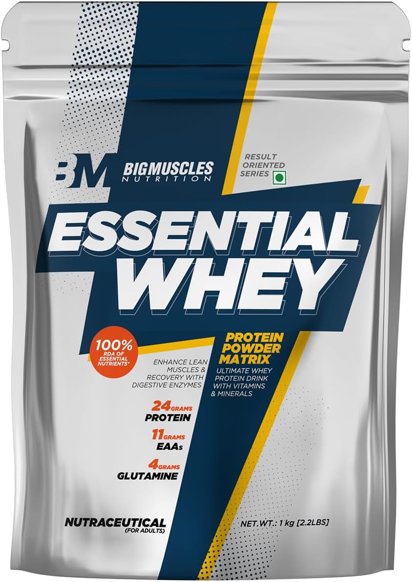 Essential Whey Protein [1Kg,Double Rich Chocolate]|24G Protein Per Serving,Improved Strength,Muscle Building,1 Count,24 Grams