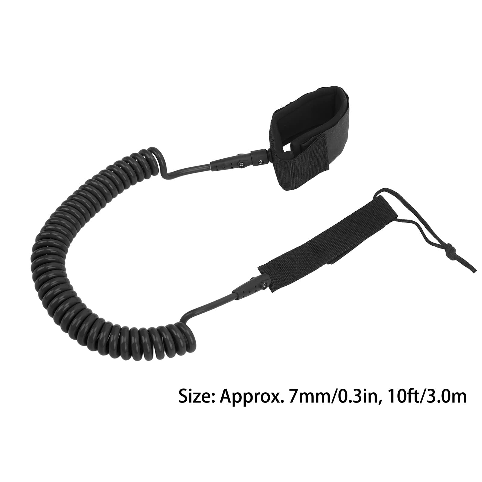 Gavigain Surfing Foot Rope 10ft High Elastic Coiled Spring Lightweight Adjustable for Paddle Board Surfboard (Black)
