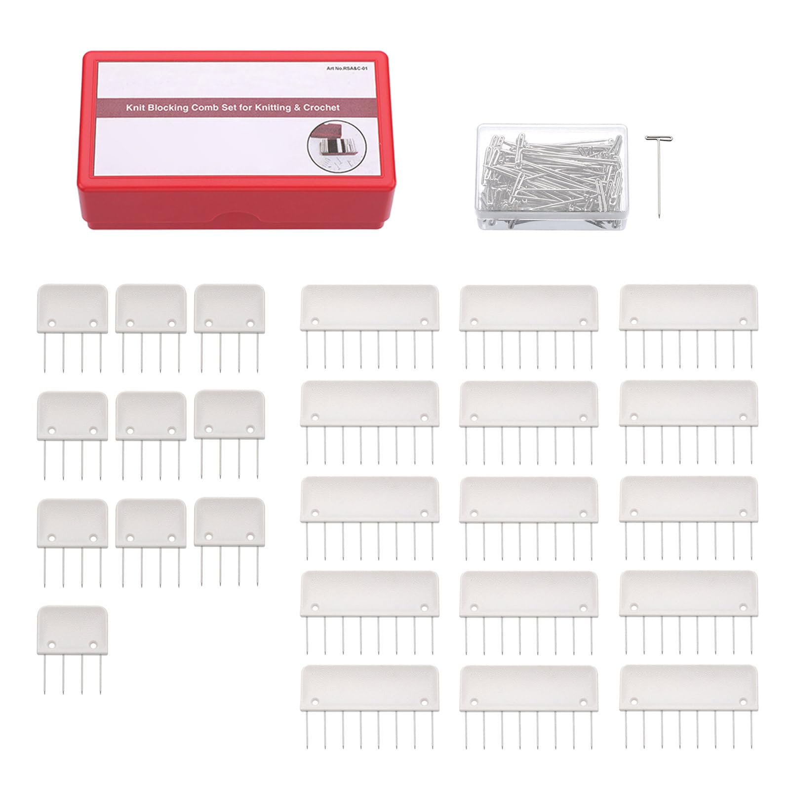 Hsioluted Blocking Combs Set Knitting Accessories Knit Blocking Pins Kits Easy to Use for Crochet Needlework Projects Knit Comb Set Pins Knitting Tool