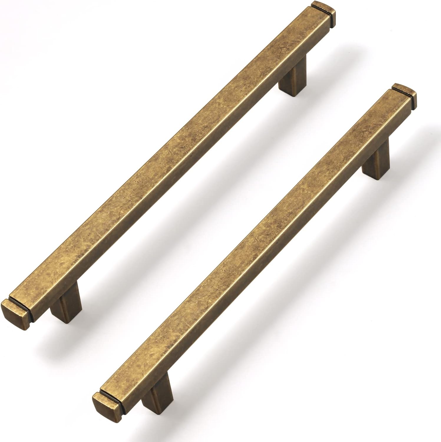 Goo-Ki Vintage Brass Drawer Handles 5 in (128mm) Hole Centers Straight Bar Pull,12-Pack Antique Bronze Solid Cabinet Handles for Kitchen Cabinets and Dresser Drawers 1814-GT-128