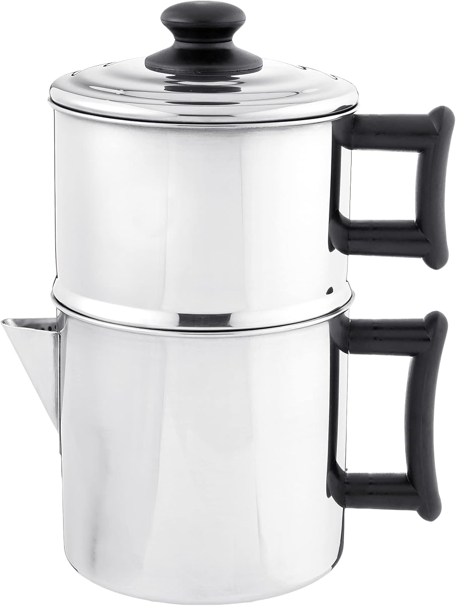Lindy's Cafetera de goteo de acero inoxidable de 10 tazas, Cafetera para estufa, Cafetera