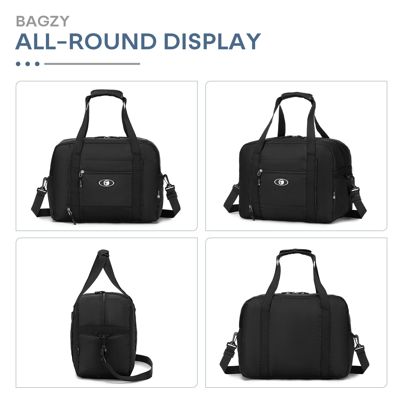 BAGZY 2X for New Ryanair Cabin Bags 40x30x20 Underseat, Bagages Cabine 40x20x30cm Wizzair, Pliable Sac de Voyage Sac Avion Transavia Imperméable Sacs Organisateur Sport Weekend Hospital Bag