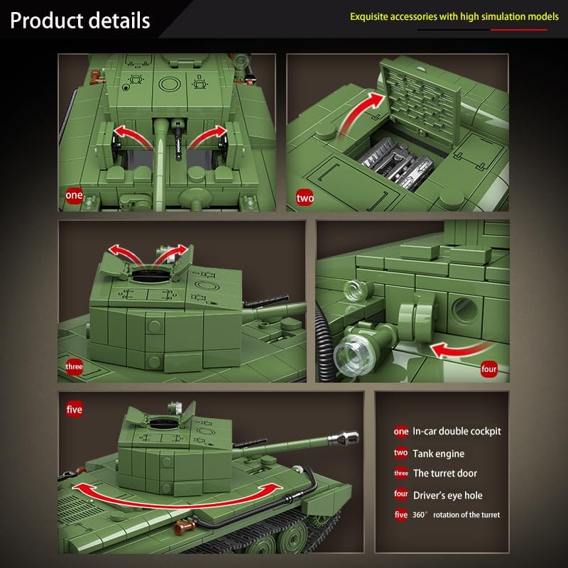 Miniatura 3 de DAHONPA MK.VIII Tank Cruiser A27 - Bloque de construcción militar (883 unidades), modelo de colección histórica militar WW2 con 3 figuras de