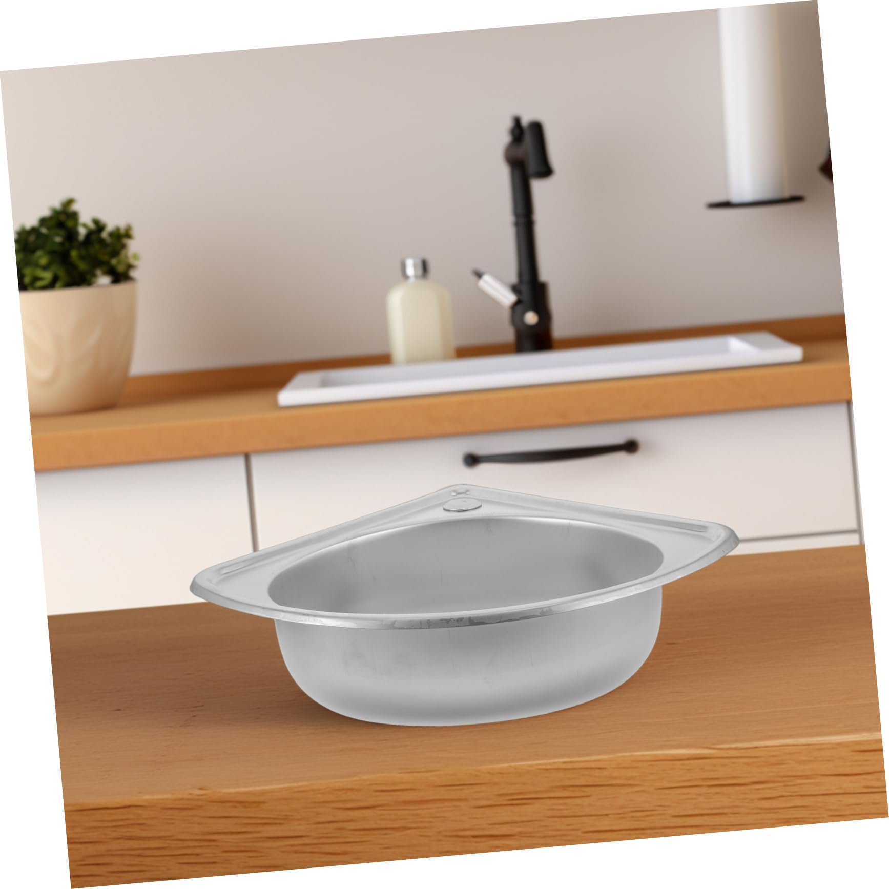 Lavabo Sencillo Sola Ranura para Rv de Acero Inoxidable | 1 Juego, Forma Triangular Tipo Abanico, Diseño de Esquina, Instalación Sencilla, Tamaño Compacto Estilo Aleatorio