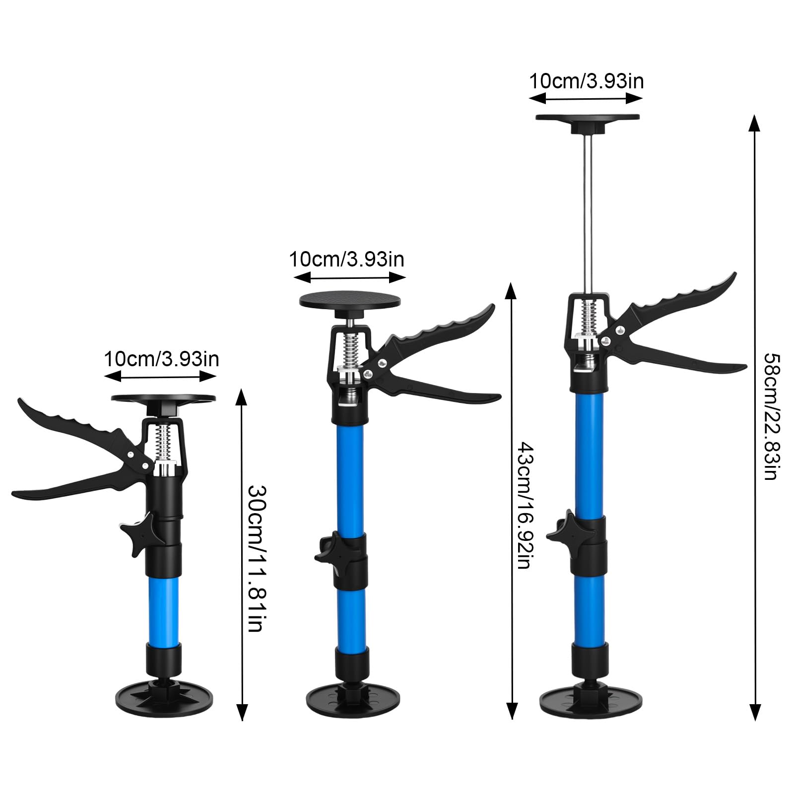 2 piezas de puntal de techo ajustable en altura 30-59cm, puntal de montaje telescópico, puntal metálico con capacidad de carga de 40kg, puntal de construcción, tensor de marco para renovación
