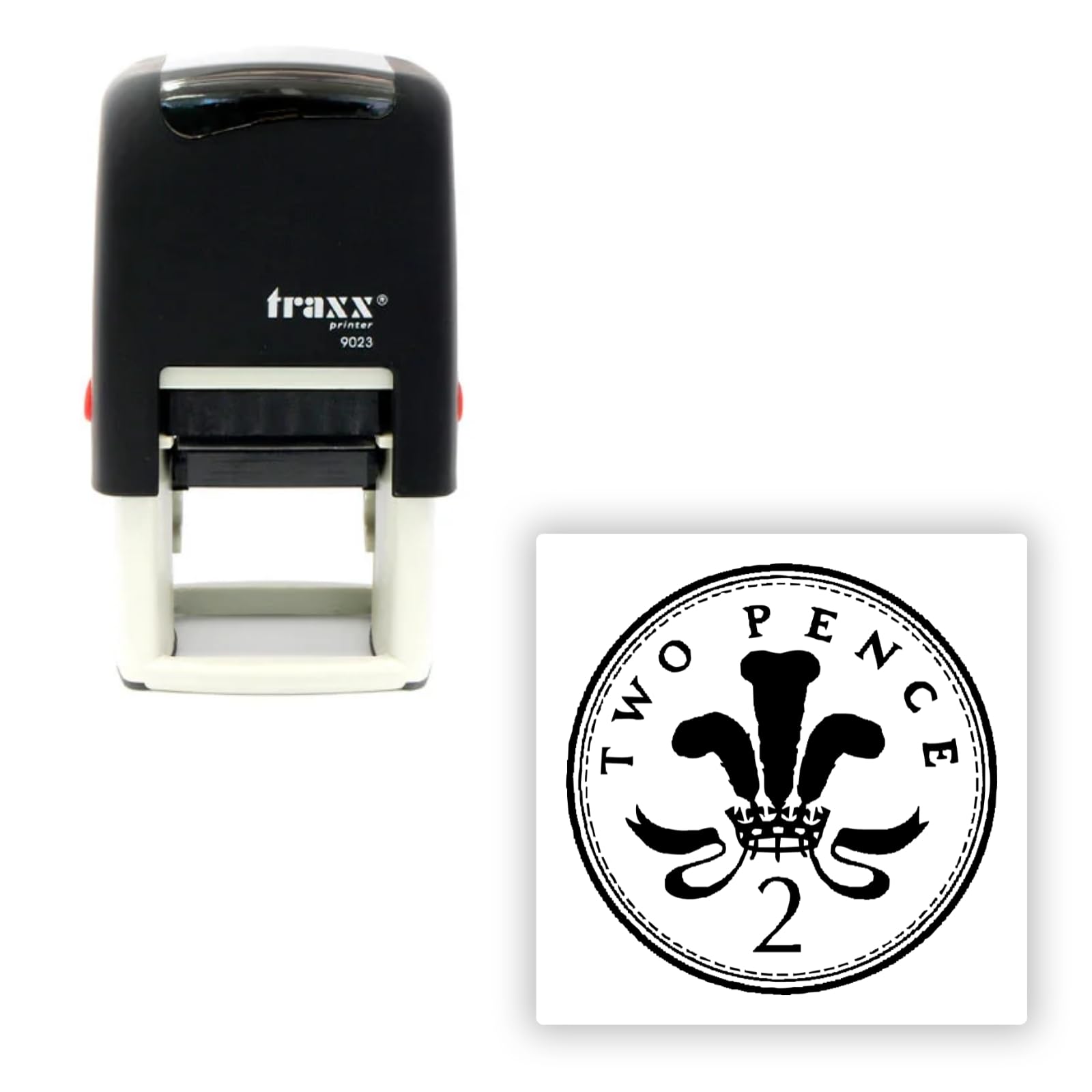 Coin Self-Inking Stamps - Maths Teacher Stamp - Traxx 9130 - Two Pence Coin Rubber Stamp