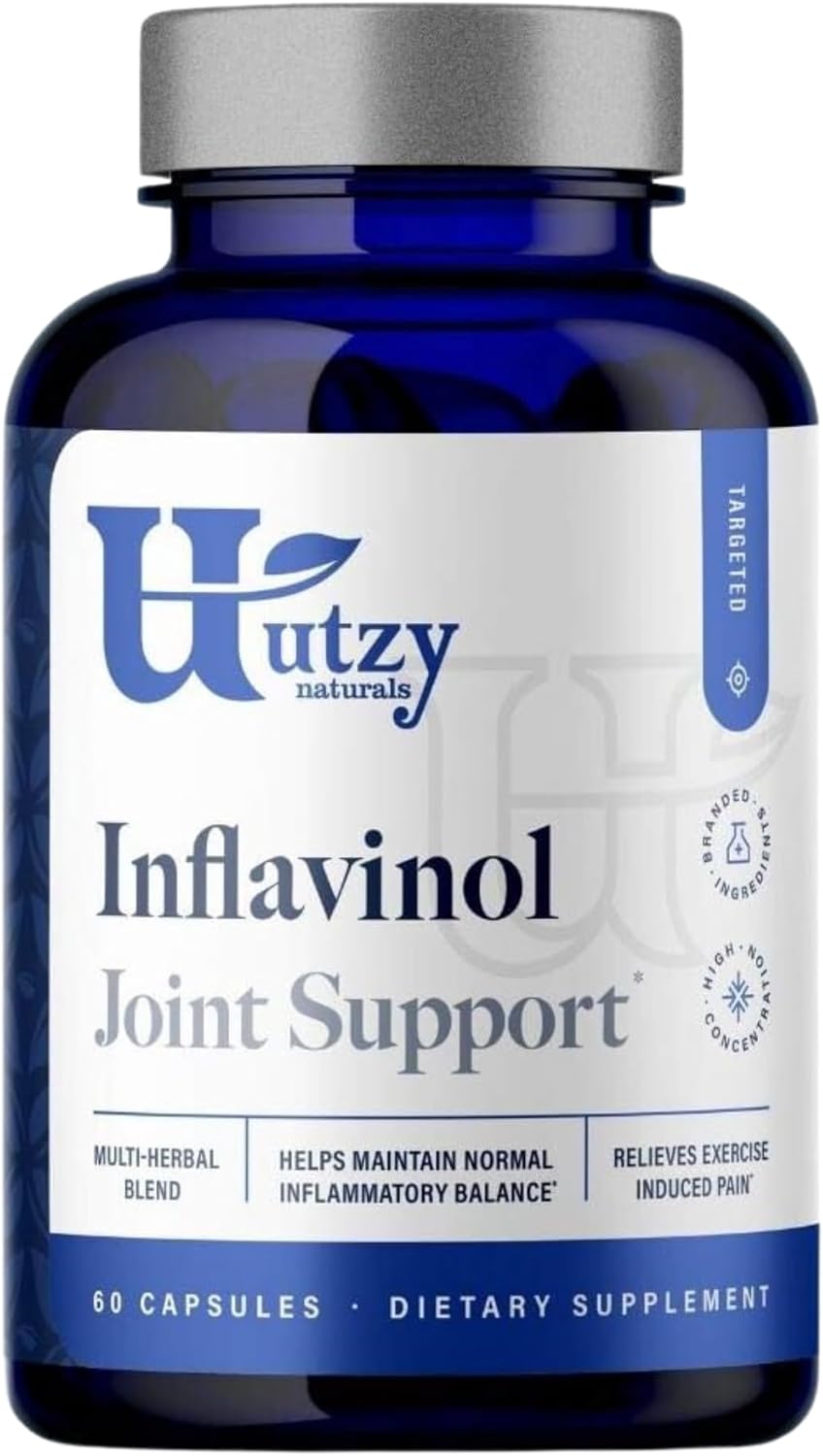 Utzy Naturals Inflavinol | Joint Support Supplement | with Ginger, Devils Claw (with harpagosides), Boswellia serrata (as Casperome®), & Rosemary (as AquaROX®) | Flavonoid Blend | 60 Capsules