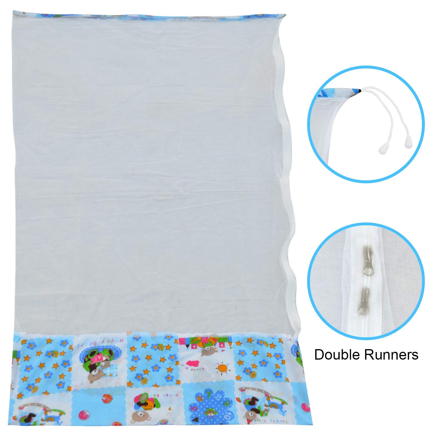 Baby Don Mosquito Net for Baby Cradle Swing/Jhula - New Born to 3 Year Old Kids - Side Zip Opening - Soft Cloth Net for Bed, Thottil, and Jhoola Nets (Blue)