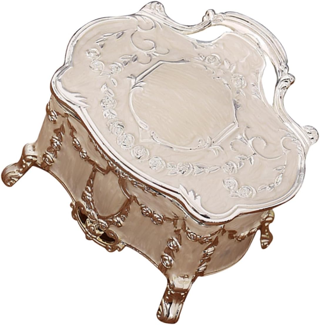 Vintage Jewelry Case Small Trinket Jewelry Box 6.8x5.3x5.5cm for Necklace and Earrings Storage Bedroom Decor