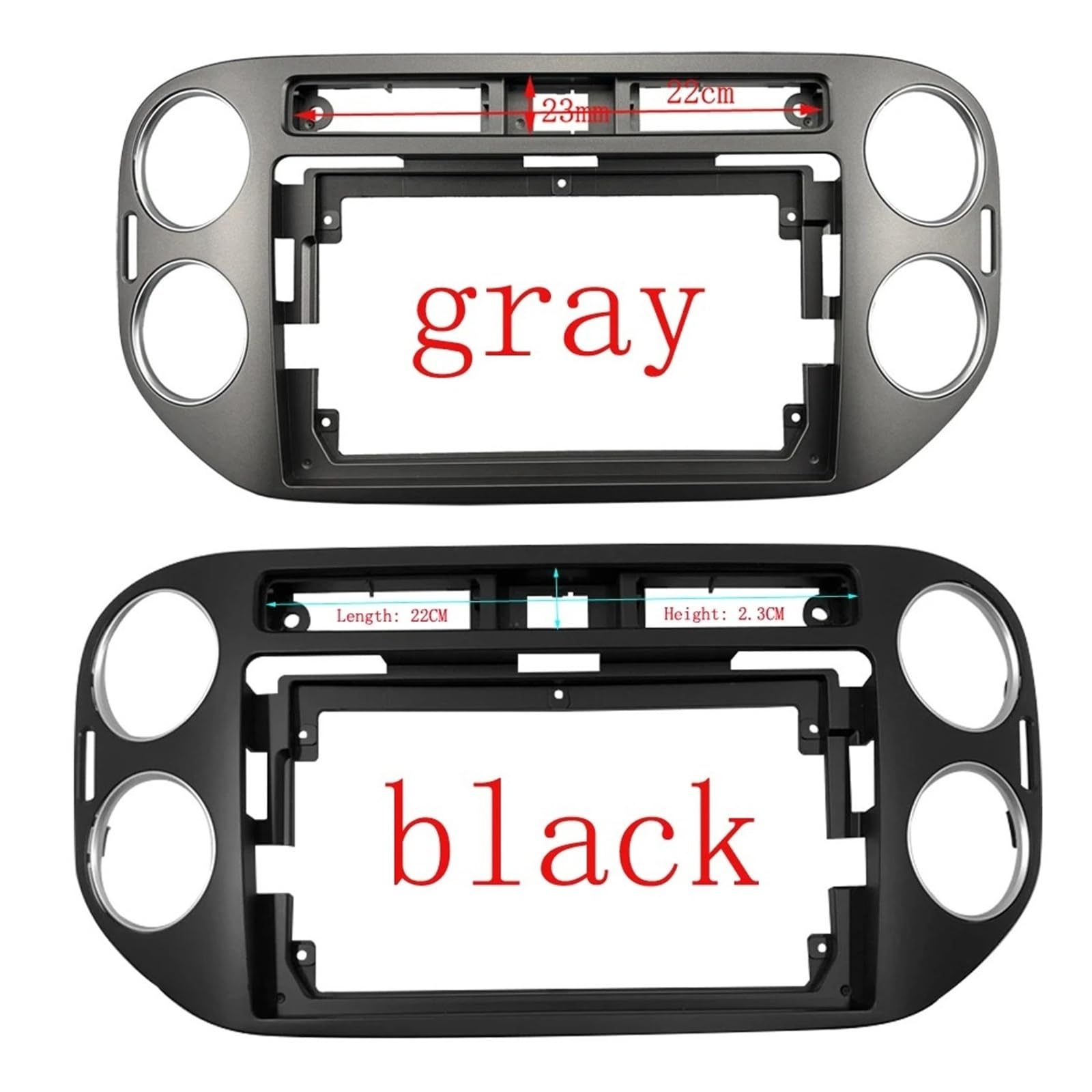 per VW per Tiguan 2010+ Kit Cruscotto Accessori Auto Doppio DIN 9 Pollici Audio Fascia in Plastica GPS Mp4 Radio Cornice del Pannello Mascherina Autoradio(Frame-27mm-gray-B)