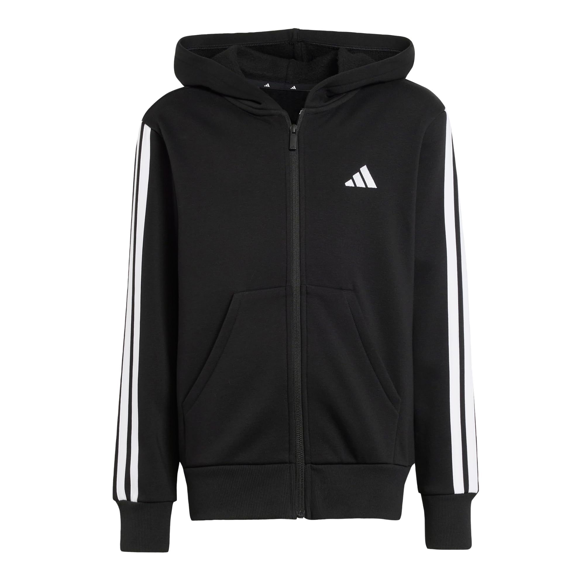 adidas Unisex Kids Essentials Full Zip Hoodie Sweatshirt, Black/White, 9-10 Years