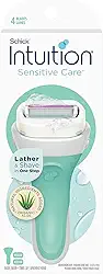 INTUITION Lâminas De Barbear Schick Intuition Para Mulheres Com Pele Sensível | 1 Lâmina E 2 Refil De Lâminas De Barbear Intuições Com Aloe Orgânico