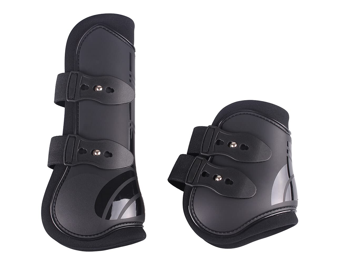 QHP Gamaschen-Set vorne und hinten 4er Set Polyurethan mit Neoprenfutter (Pony, schwarz)