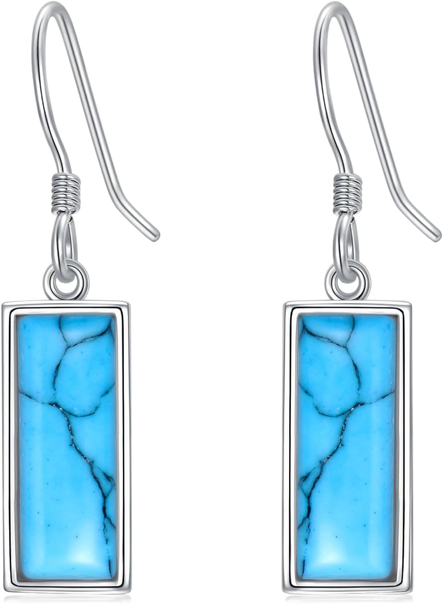 925 Sterling Silver Moonstone/Turquoise Dangle Earrings, Heart/Bead/Flower/Teardrop Dangle Drop Earrings Jewelry for Women Mother Wife Lover