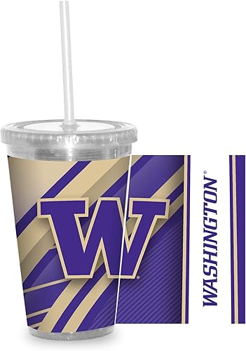 Miniatura 26 de Rico Industries NCAA Sports Team - Vaso transparente de 16 onzas con pajilla, vaso de viaje del color del equipo para fanáticos de los deportes