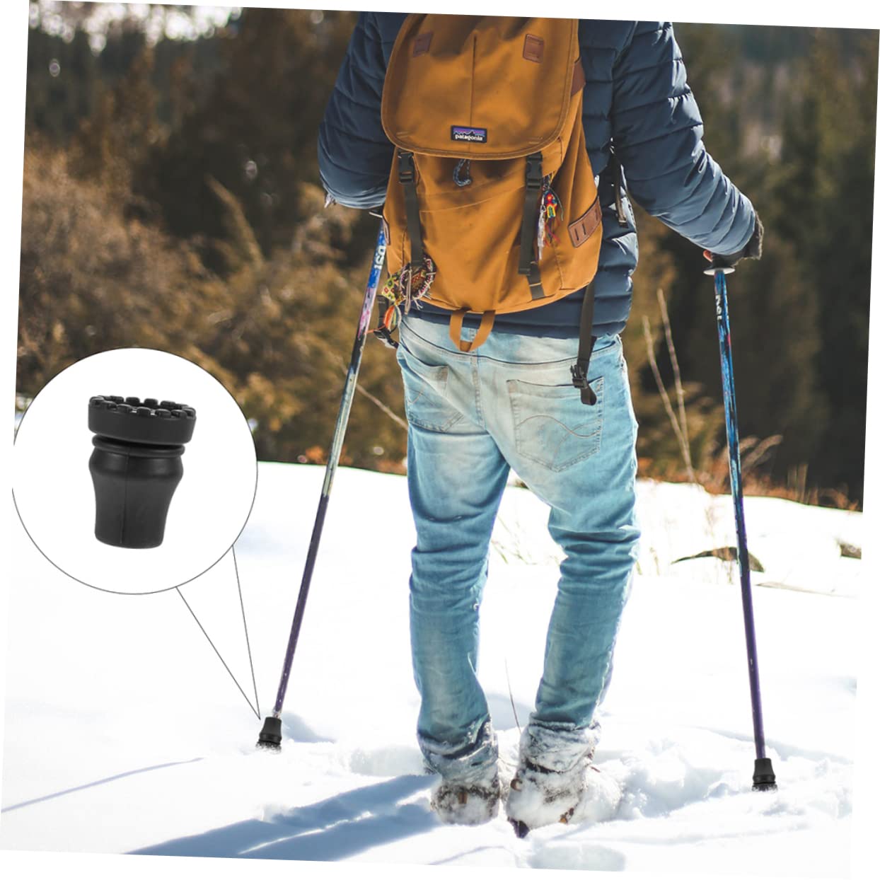 SUPVOX 4Pcs Trekking Pole Foot Covers Skid Trekking Pole Tip Protectors for Hiking Inner Tips Durable Walking Cane Tips for Enhanced Grip and Stability