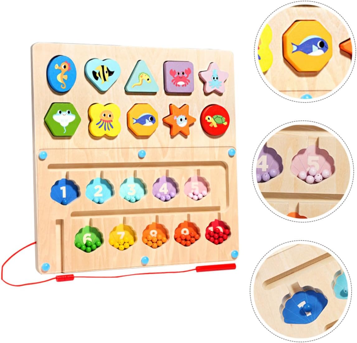 Wooden Magnetic Color and Number Maze for Early Educational Counting Game to Enhance Fine Motor Skills and Cognitive Development