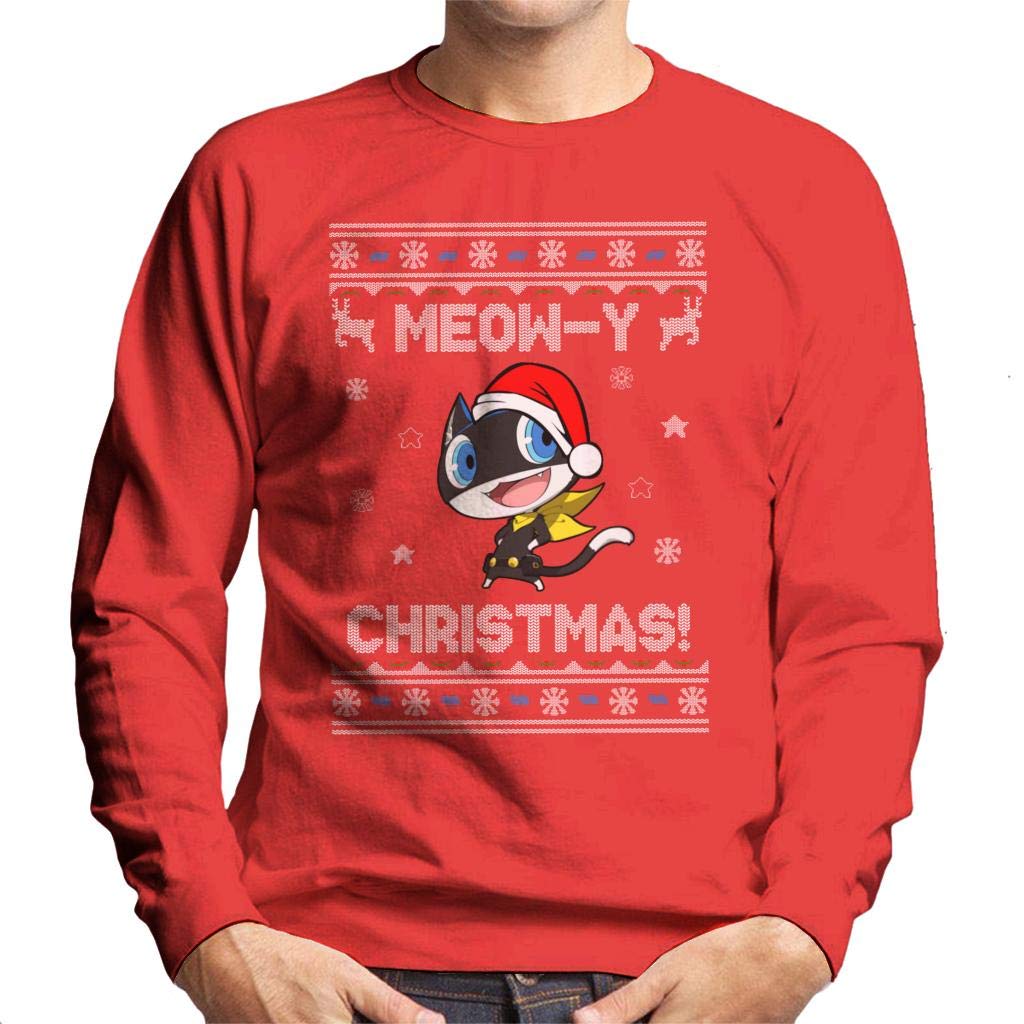 Cloud City 7 Men's Red Morgana Meowy Christmas Persona 5 Sweatshirt