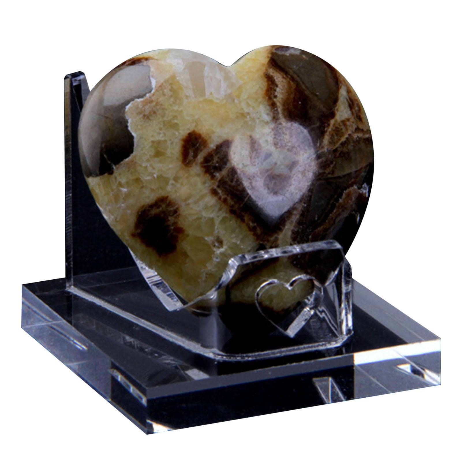 HOMRAA Acrylic Heart Shape Display Stand, Multi-Purpose Holder for Collectibles, Crystals, Fossils, Minerals, Rocks, Geode, Agate, Clear Display Easel Stand