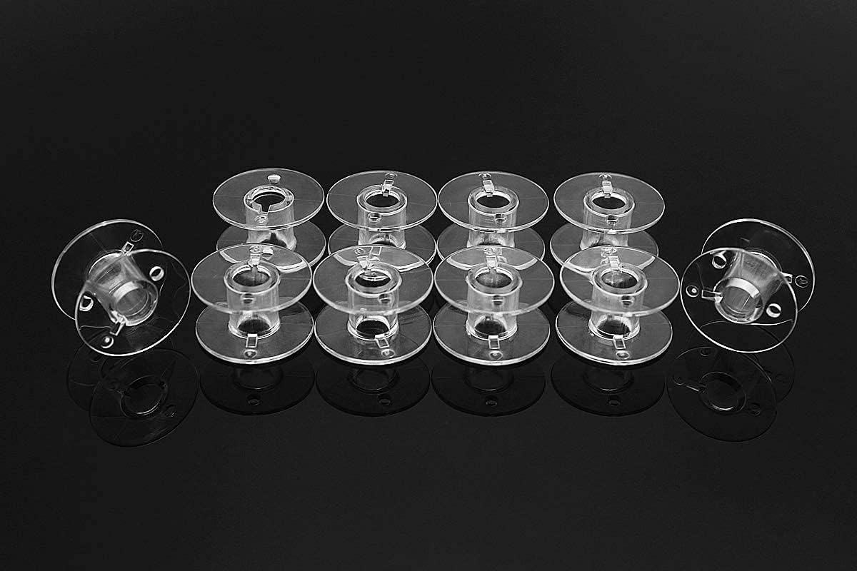 Sew Tech 60pcs Bobbins for Janome 2212 HD3000 HD1000 Magnolia 7330 JW8100 MC500E QDC Skyline Sewist MC Series etc. Embroidery Sewing Quilting Machine, Plastic Clear Class 15 Bobbins