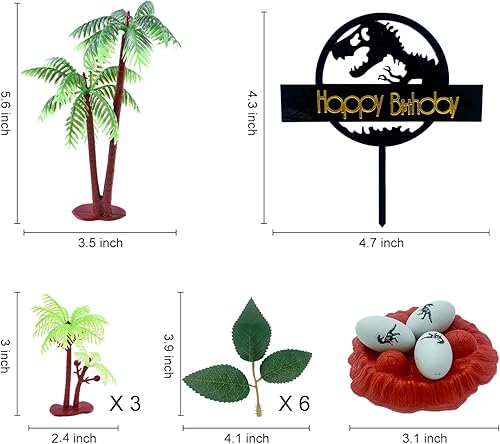 Miniatura 5 de 22 piezas de decoración de tarta de dinosaurio con huevos y árboles, decoración de tarta de dinosaurio, decoración de fiesta temática de baby