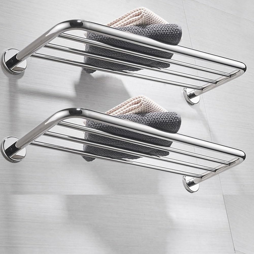 LMYSXAOZ Hotel Towel Racks for Bathroom Wall Mounted, 30 Inch Shelf Bathroom, 2-Tier Rack, Polished Chrome