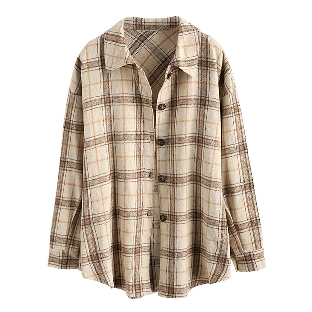 ZAFUL Women's Plaid Long Sleeve Shirt Button Down Wool Blend Thin Jacket Casual Blouse Tops with Pocket - Review, Price and Buying Guide
