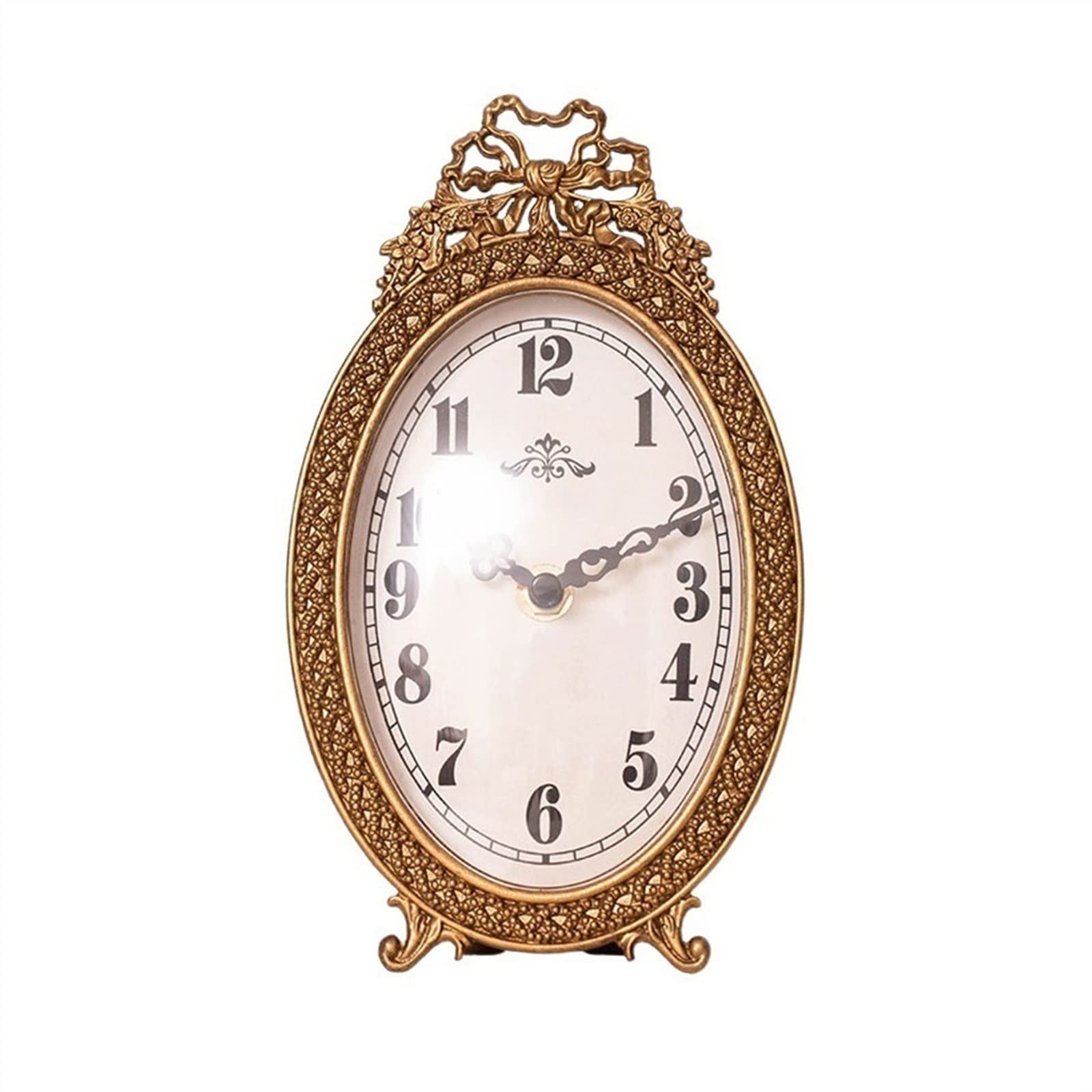 S5b8W3g7 Mantel Clocks Vintage Hand-carved Metal Clock Living Room Decoration Bedroom Bedside Silent Decorate
