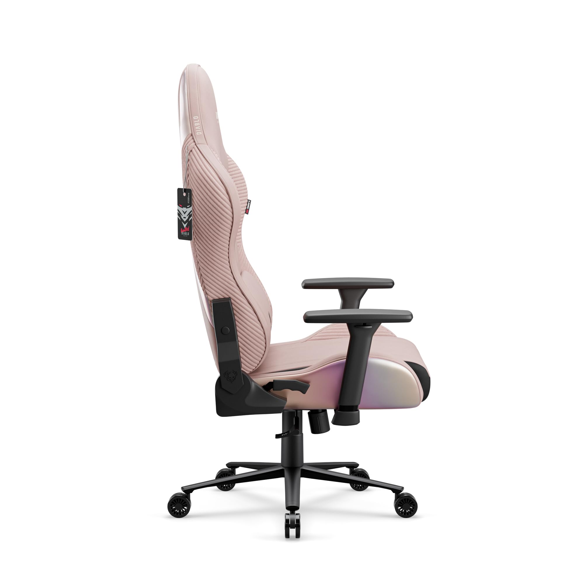 Diablo Silla Gaming Ergonomica de Tela Silla Gamer Reclinable para PC Oficina Setup Gaming con Reposabrazos 3D Soporte Lumbar Reposacabezas Profesional hasta 140 kg Rainbow Pink | Silla de juegos con almohada, función basculante, respaldo de 140°, tejido