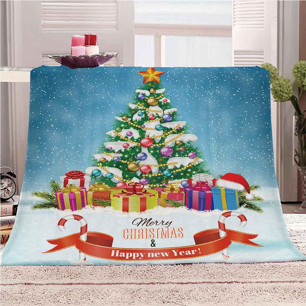 Couverture polaire microfibre flanelle impression 3D Noël douce