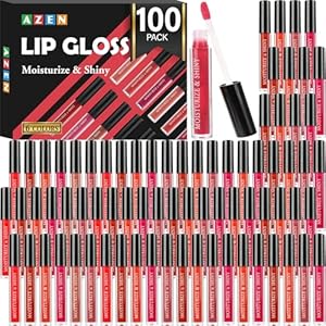 AZEN 100 Pack Lip Gloss Bulk Set, Shimmery Lip Gloss for Women and Girls With Rich Varied Colors