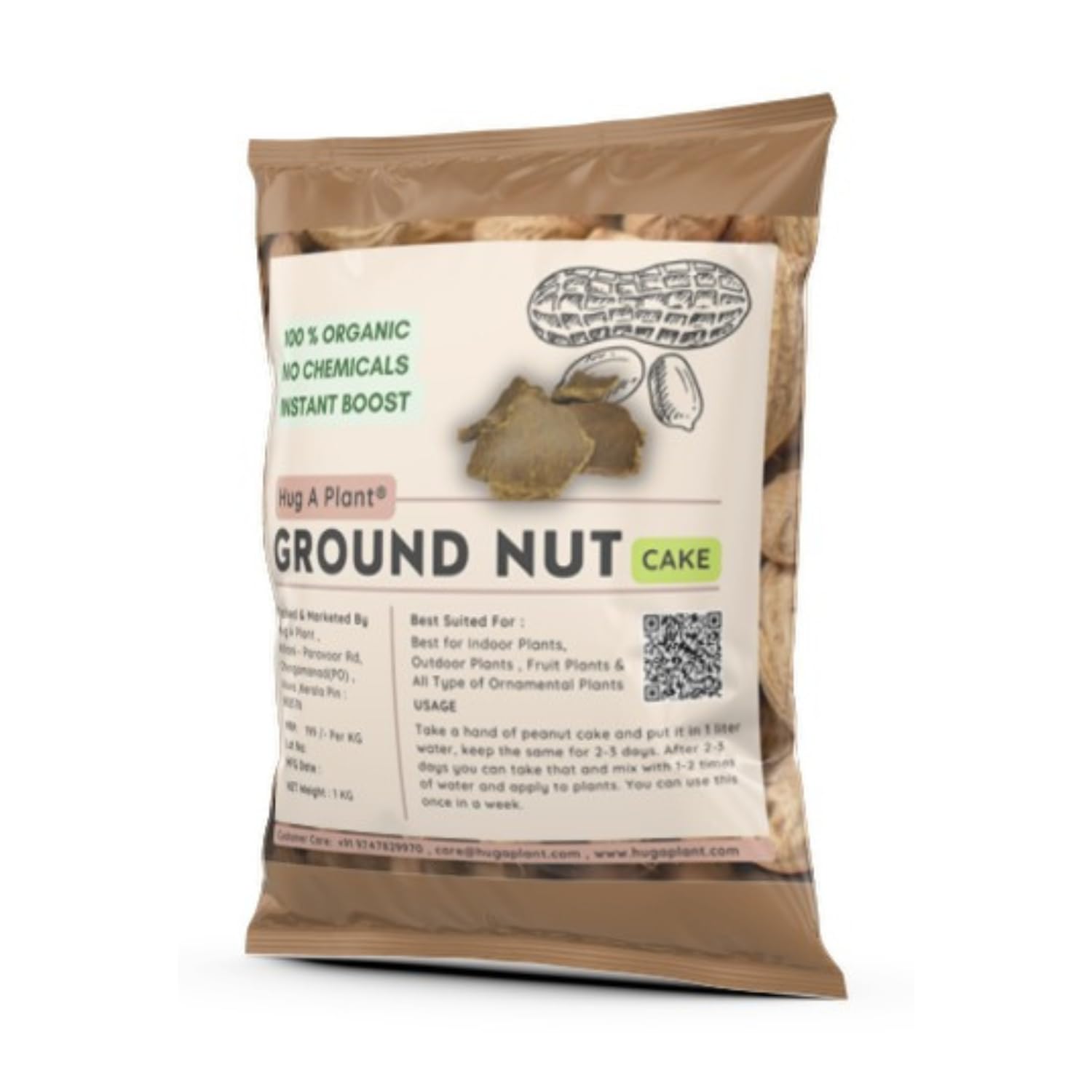 Hug A Plant | Ground Nut Cake/Kappalandi Pinnakku For Plants (Home & Garden) (1 KG)