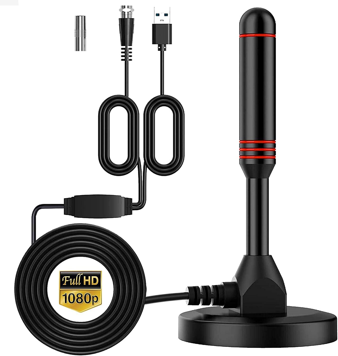 Digital HDTV Antenna, Includes Magnetic Base and Coaxial Cable 120 Mile Range, Support 4K 1080P for Television with Built-in Amplifier Signal Booster