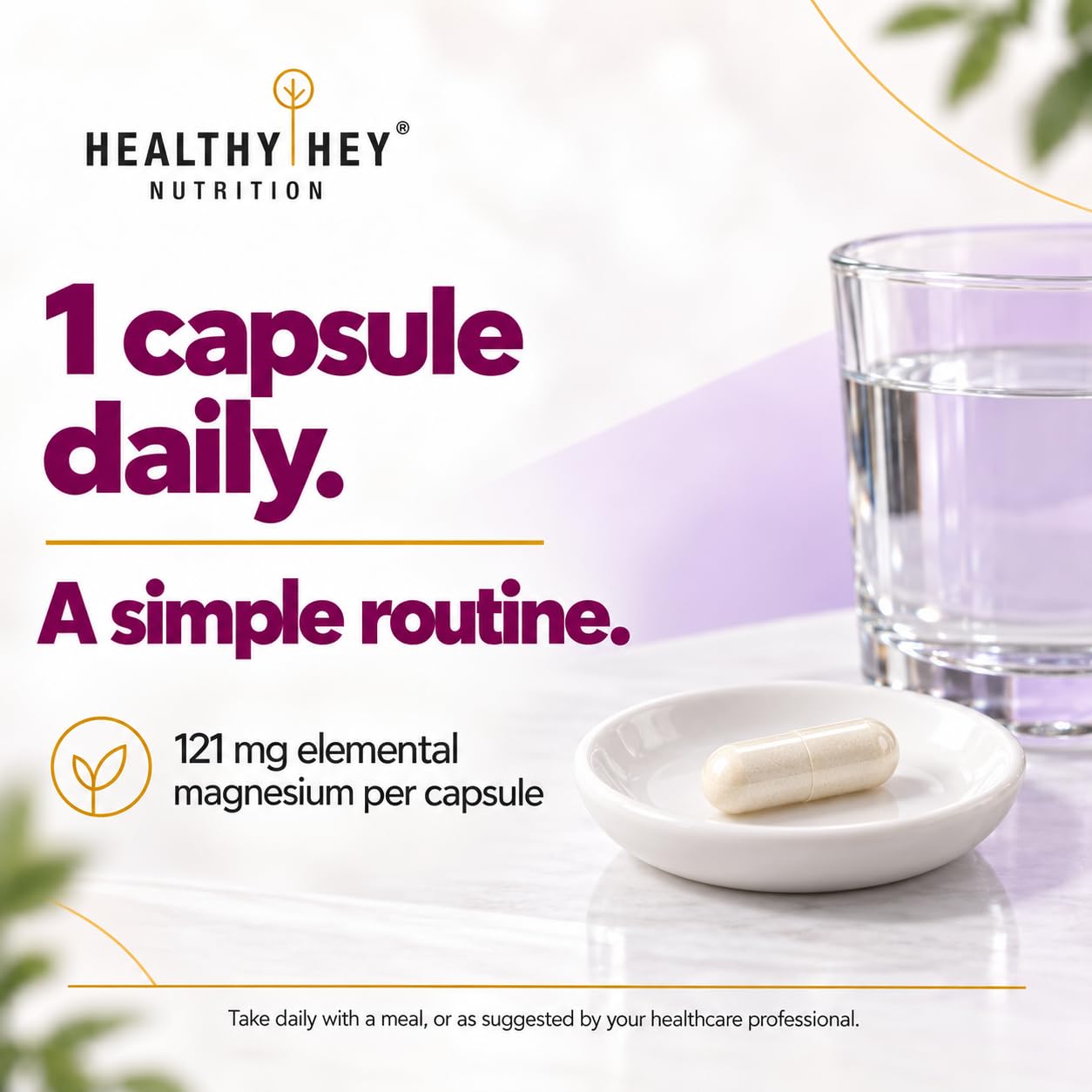 HealthyHey Nutrition Magnesium Glycinate Supplement High Absorption for Sleep, Cramps, & Nerves Health - 90 Vegetable Capsules — Amazon image 2
