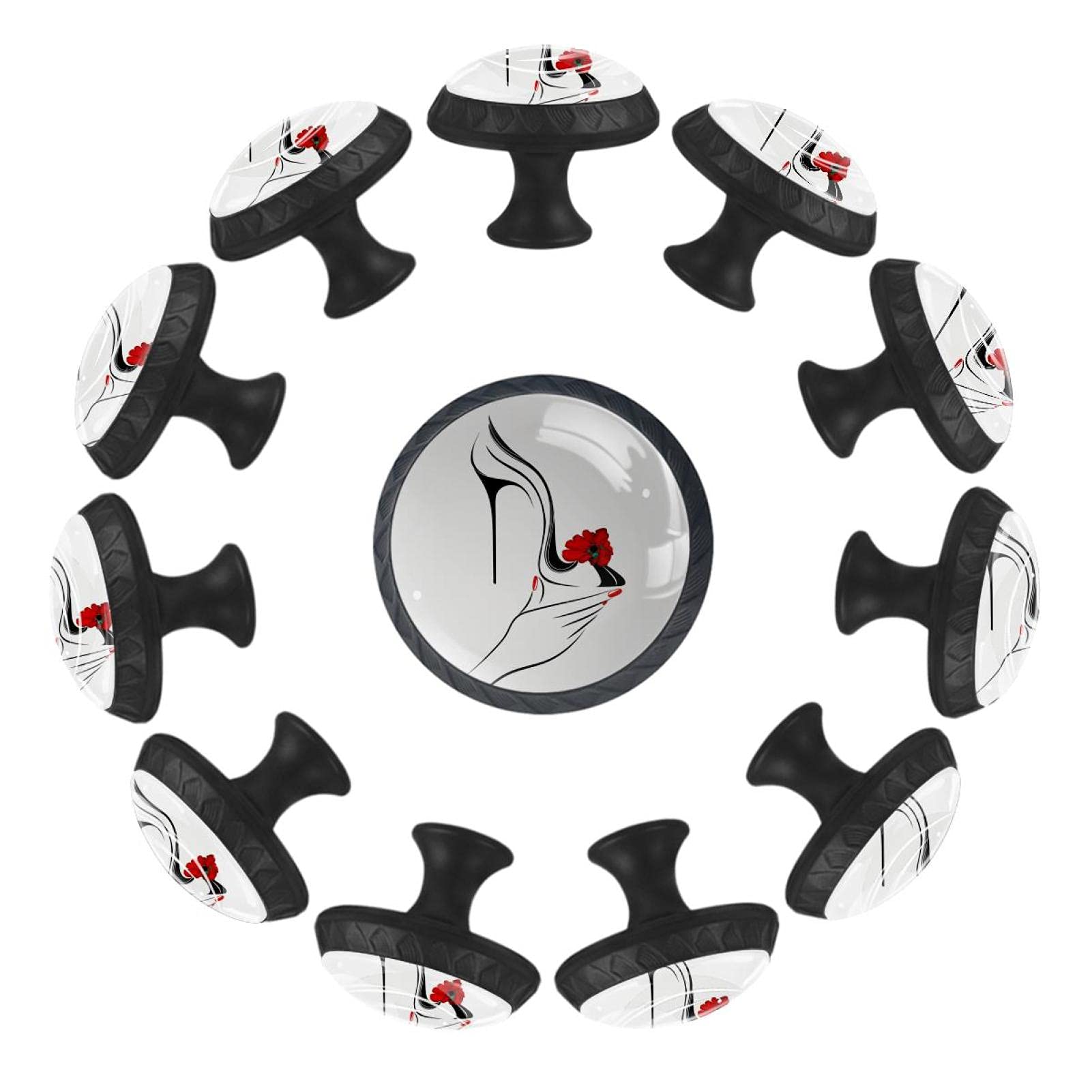 Boutons de tiroir ronds à talons hauts 35 mm en lot de 12 pour commode de chambre
