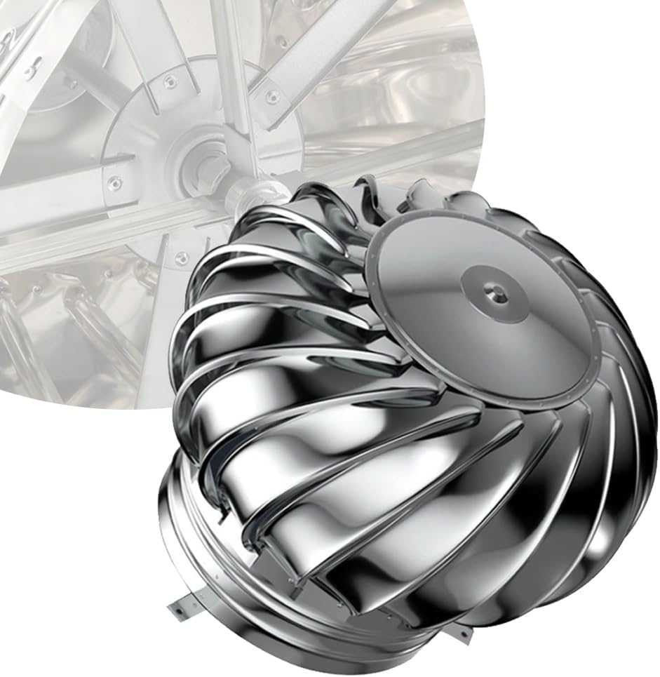 Stainless Steel Wind Turbine Roof Vent 6" 8" 10" 12" - Rotating Ventilator Cap for Attic Air, Unpowered Exhaust Hood, Efficient Flue Ventilation (110mm/4in)