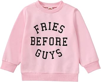 Twopumpkin Valentines Toddler Girl Boy Baby Outfit Valentines Day Shirt Fries Before Guys Short Sleeve T-Shirts Vintage Tops