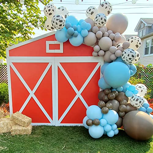 Farm Animal Theme Party Balloon Garland Arch Kit Red Blue White Coffee Balloons With Cow Print Balloons For Kid‘s Boy Baby Shower Birthday Party Suppllies #TOP4