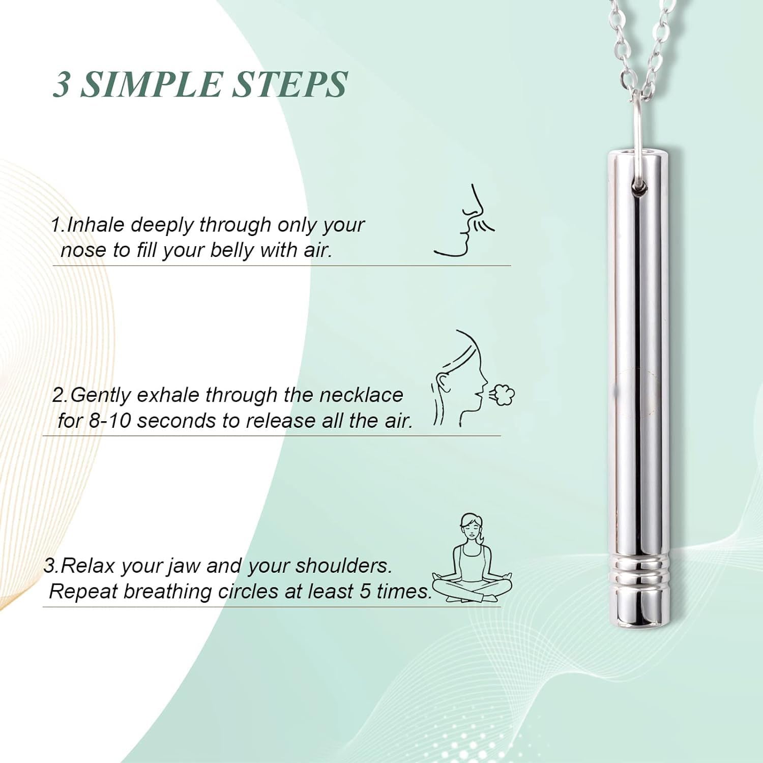 Dzxin Collar de Respiración, Collar de Aliviar Ansiedad, Collar para Dejar de Fumar, Collar de Respiración Profunda para ejercicios de respiración,meditación y relajación