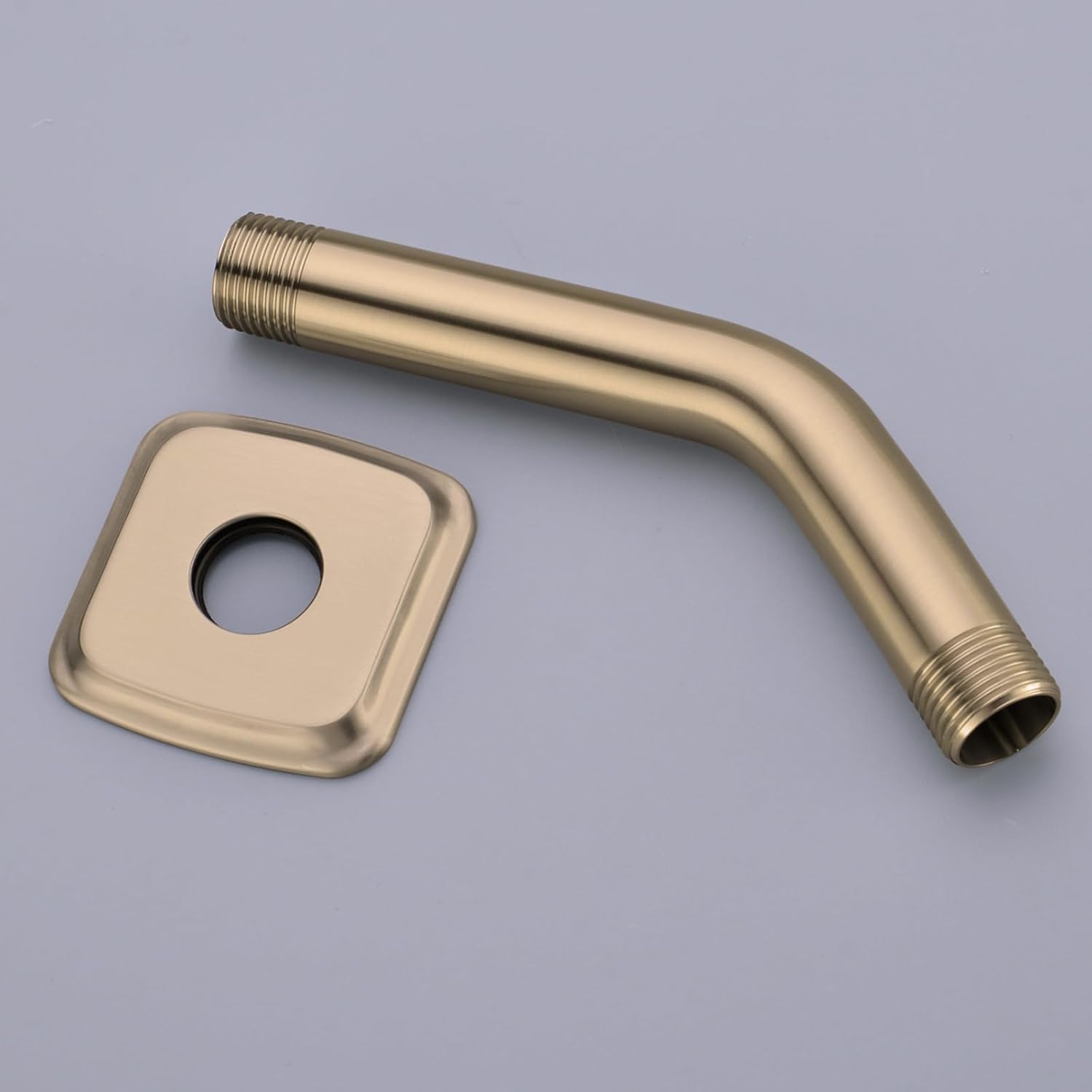 TRUSTMI Gold Shower Arm with Flange, Champagne Bronze 6 Inch Angled Shower Arm, Wall Mount, Curved Rainfall Showerhead Extension, Stainless Steel