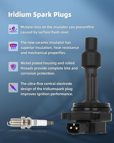 Vista 2224 de ECCPP DG500 6 bobinas de encendido con 6 bujías de iridio 3951 para Ford para Mazda para Mercury 500 Freestyle para Mariner Taurus Escape Tribute