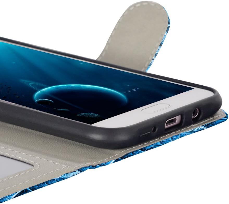 UrSpeedtekLive J7 Case, Galaxy J7 Wallet Case, Premium PU Leather Flip Wallet Case Cover w/Card Slots & Kickstand Compatible with Samsung Galaxy J7, Feather
