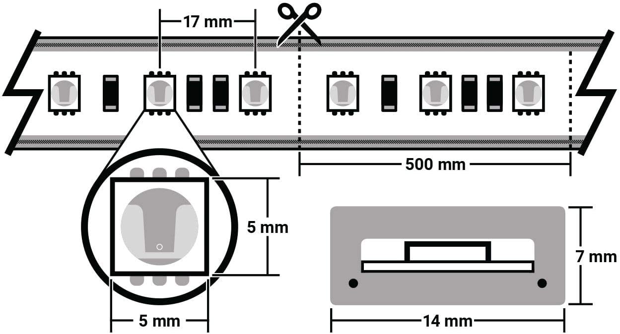 Cool White LED Strip Light - 120 Volt - High Output (SMD 5050) - 148 Feet