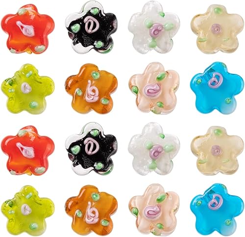 Airssory 18 piezas 9 colores hechos a mano Lampwork cuentas de vidrio flor grano espaciador surtido para la fabricación de joyas