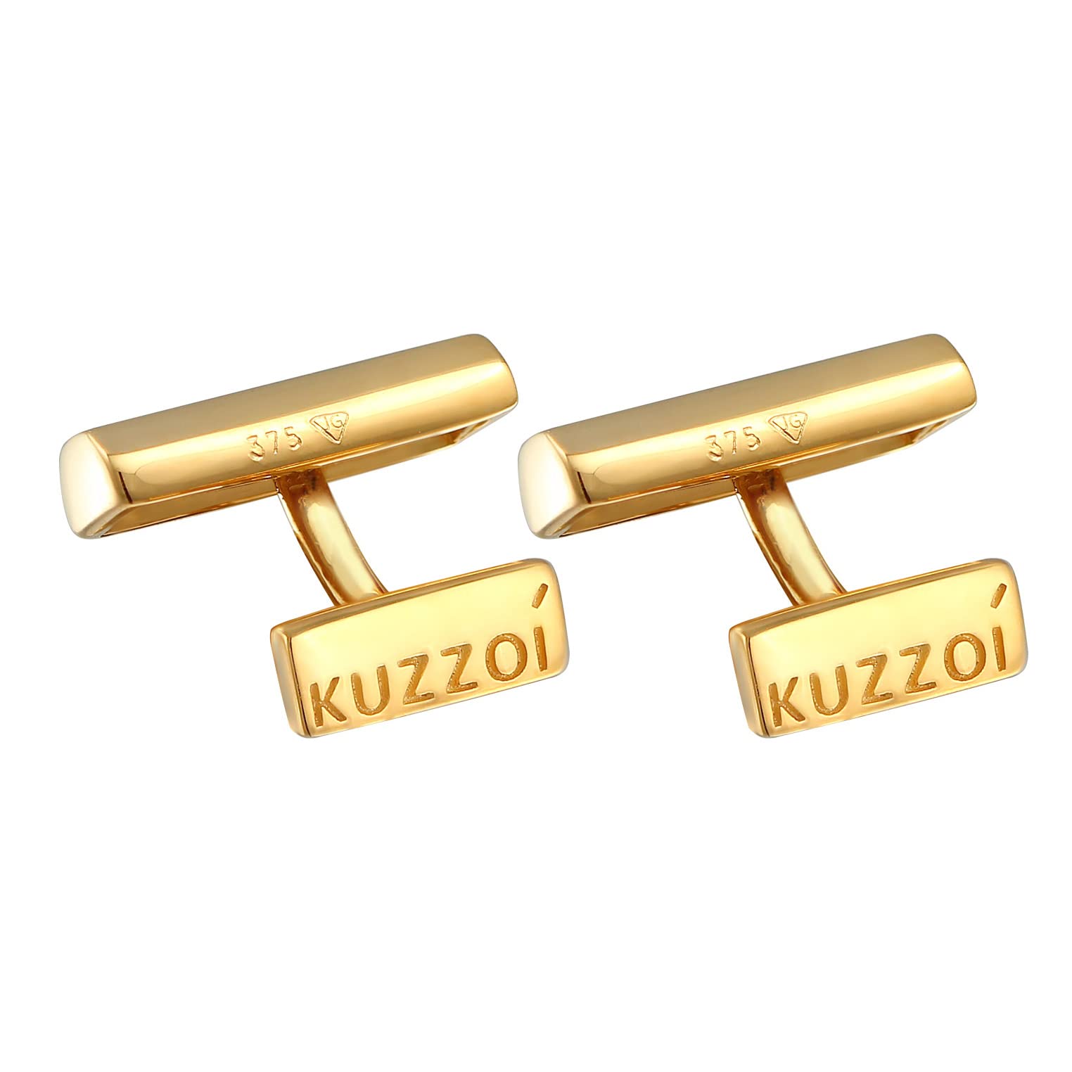 Kuzzoi Manschettenknöpfe für Herren rechteckig geformt, aus echtem 375er Gelbgold, Gold Cufflinks für das Hemd, Stilvolles Männer Geschenk für Hochzeit und Geburtstag