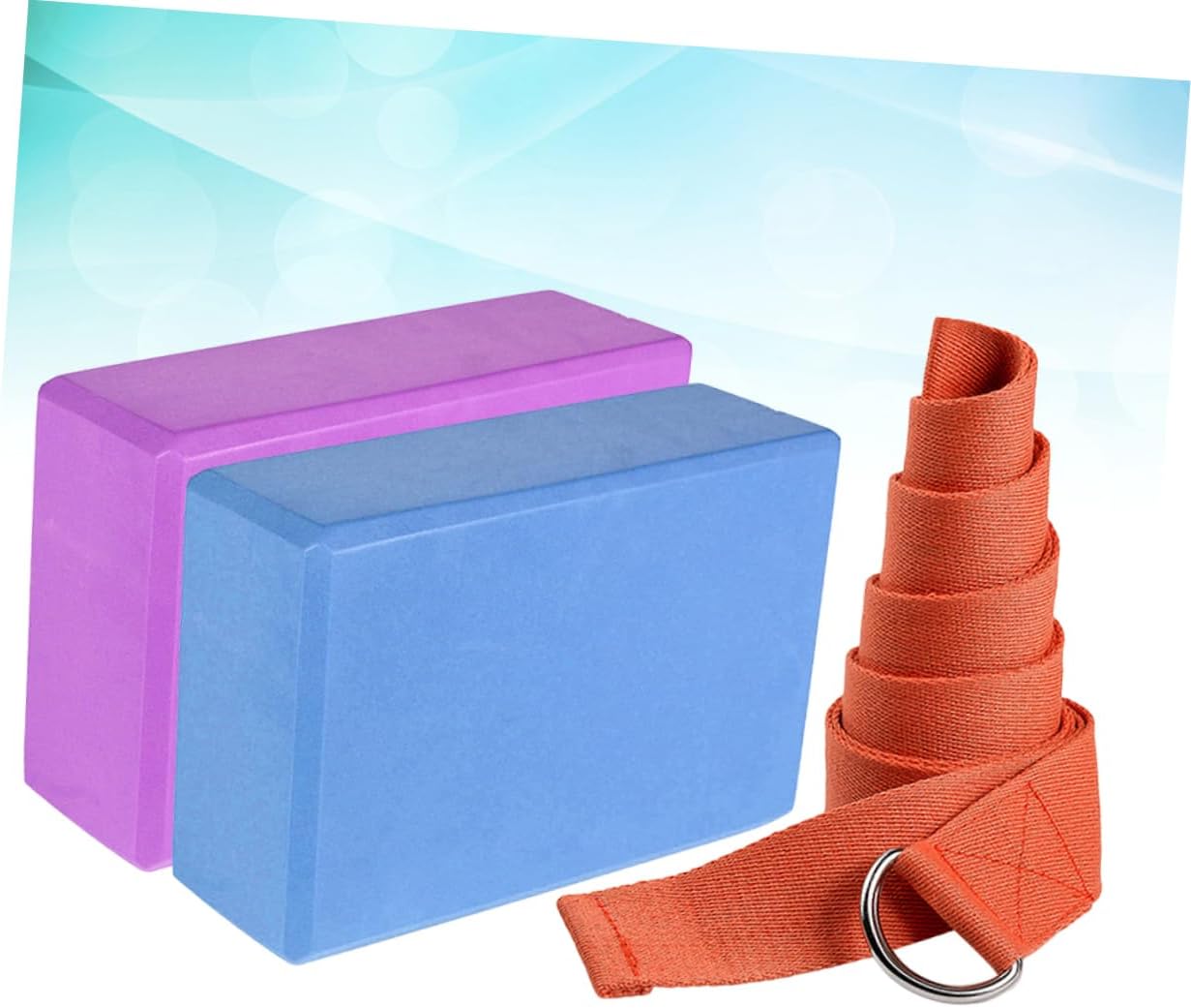 UPKOCH 1set Eva Yoga Block Set High-density Fitness Training Blocks Stretching Belt for Enhanced Flexibility Balance and Support Yoga and Random Color