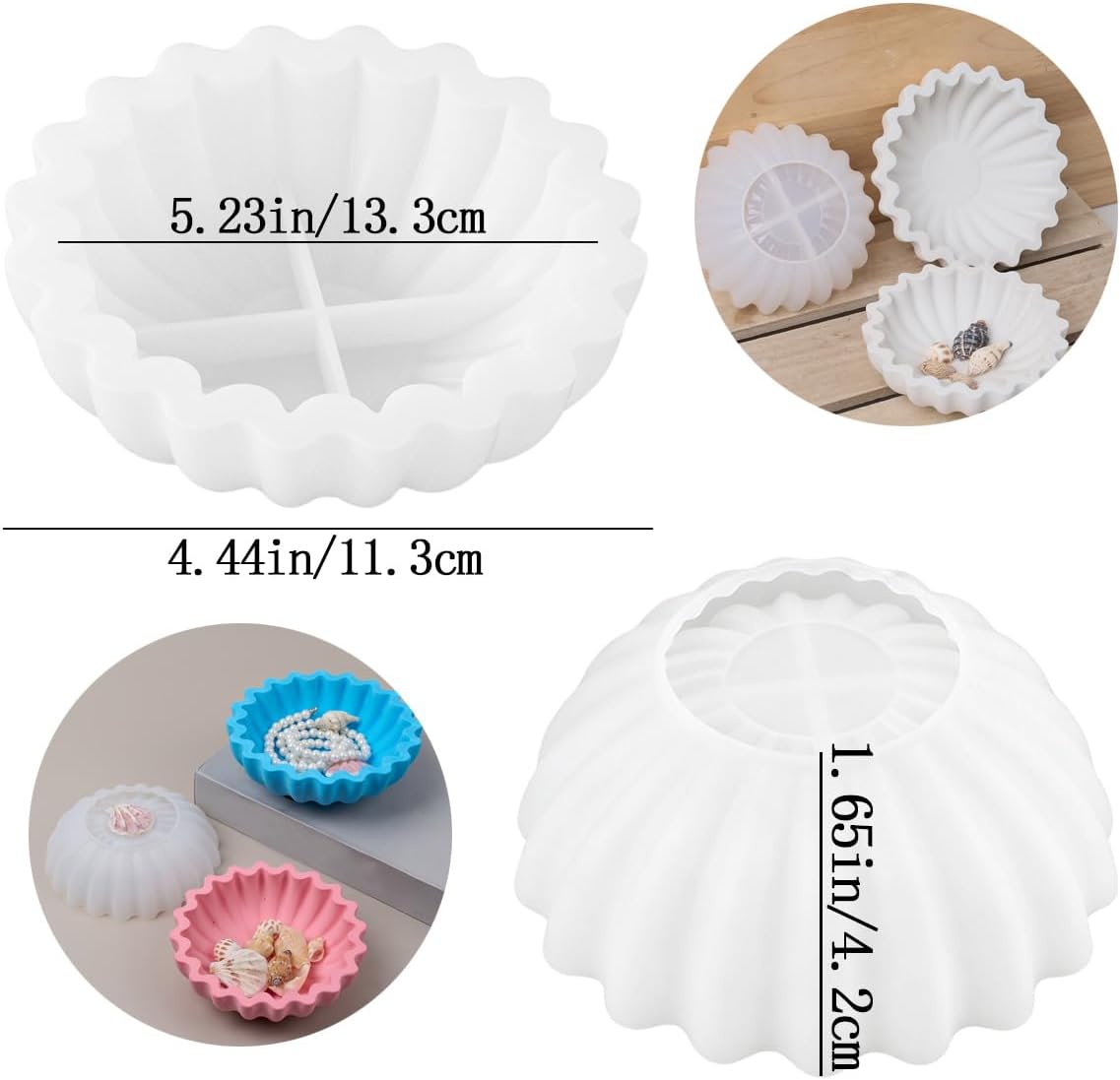 2 PCS Flower Bowl Resin Mold Unique 3D Flower Tray Silicone Mold for Epoxy Resin Candle Vessel Mold Concrete Casting Mold, DIY Jewelry Trinket Container Holder, Soap Dish Candle Holder Home Decoration