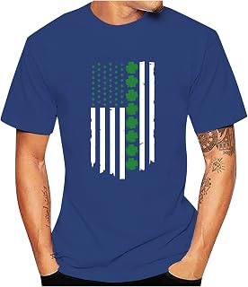 Crew Neck Tops Gents Short Sleeve Flag Polyester Tee Shirts Pub Cool Elastic Ruffle Cropped Comfy Holiday Tops Man
