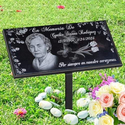 Image of 16x8 Granite Gravestone Memorial plaques for Outdoors,Cemetery headstones for Graves,Grave Markers for Cemetery for Humans，Cemetery Tombstone Marker,Grave Stones for Humans